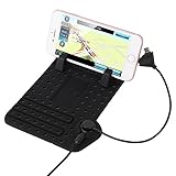 Cell Phone Holders Car Non-slip Dash Mat Phone Cradle Silicone Dashboard Pad Phone Holder with Multi-functional Charging Cables for iphone and Android Phones