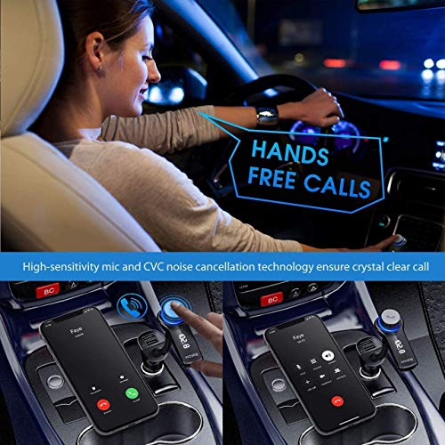 VicTsing Bluetooth FM Transmitter for Car, Wireless in-Car Radio Adapter, Music MP3 Player Car Kit with Power Off, Stereo Sound, Hands-Free Calls and 2 USB Ports Support USB Flash Drive