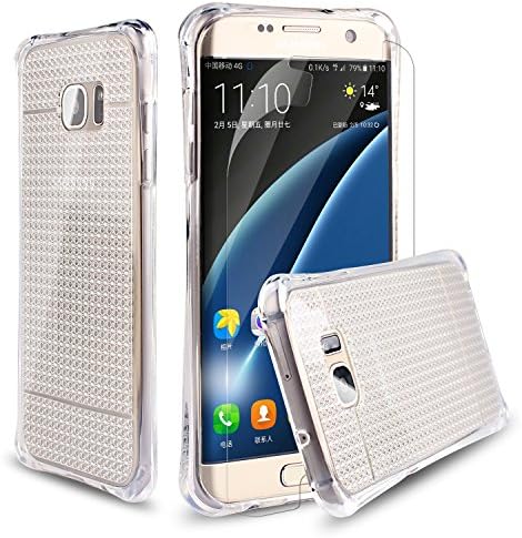ipush case for Samsung S7 Edge Case Soft TPU crystal Clear l+Full Body TPU Unbreakable Screen Film (Samsung S7 Edge Case(Transparent white)+Screen Protector)