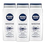 NIVEA Men Sensitive 3-in-1 Body Wash 16.9 Fluid Ounce (Pack of 3)