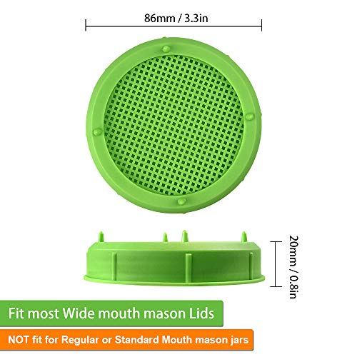 Picowe 8 Pack Plastic Sprouting Lids, Sprouting Jar Strainer Lid, for 86mm Wide Mouth Mason Jars, Canning Jars, Suit for Grow Bean Sprouts, Alfalfa, Salad Sprouts etc.