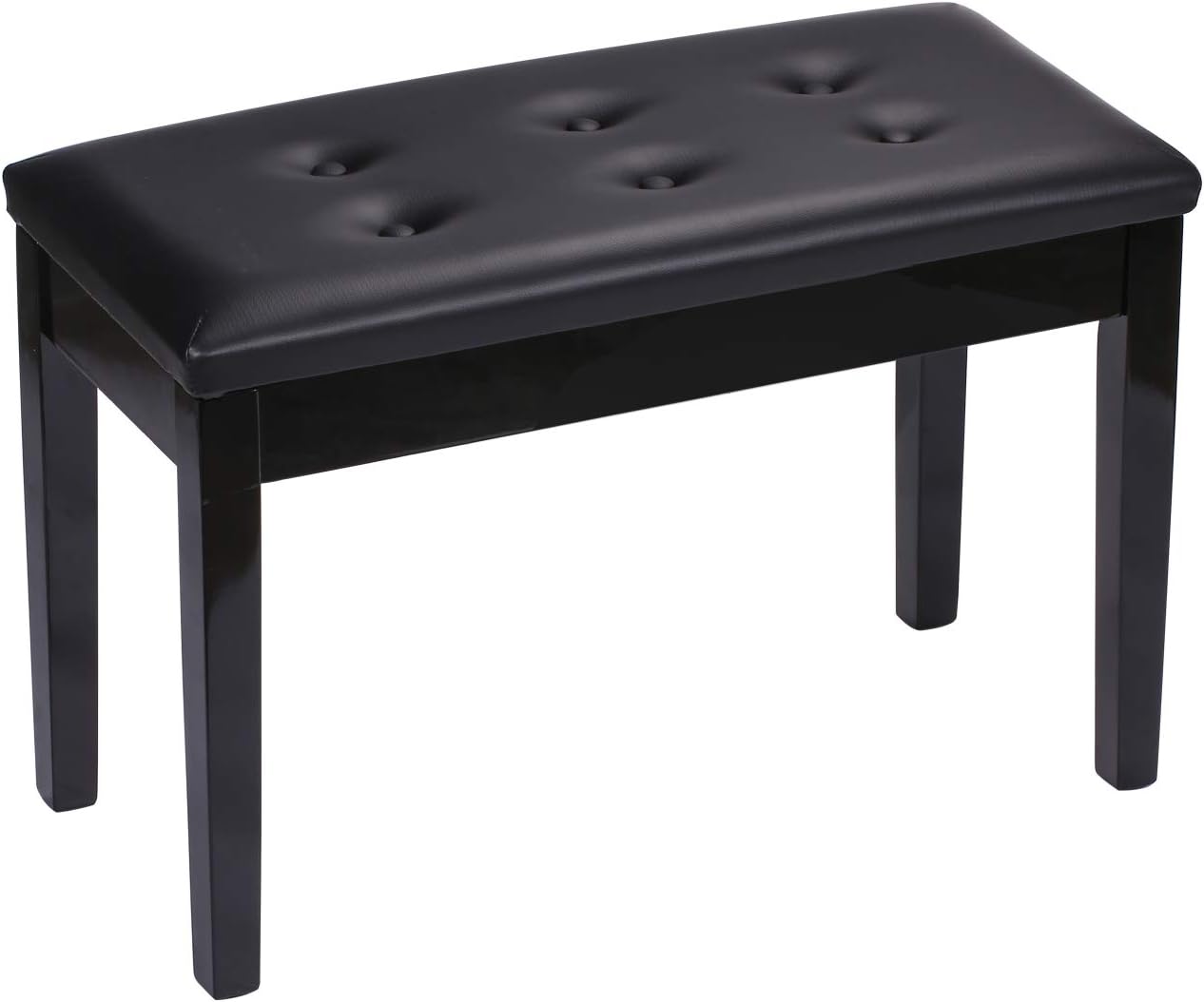 Banc De Piano Bois Massif Noir 75cm - Tabouret Avec Coussin Confort - Design Moderne Minimaliste
