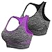 NINE BULL Women's Padded Strappy Activewear Workout Clothes Sport Bra Yoga Black and Purple Medium