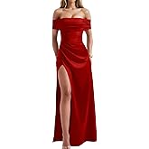 Memoriesea Women's Elegant Off Shoulder High Split Bodycon Evening Wedding Maxi Dress