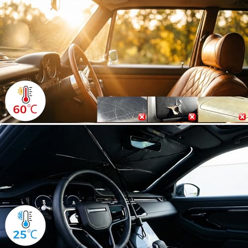 Sun Protection Car Front Windscreen Interior, Parasol Car, Windscreen Sun Protection Suitable for Most Models (75 cm x 135 cm)