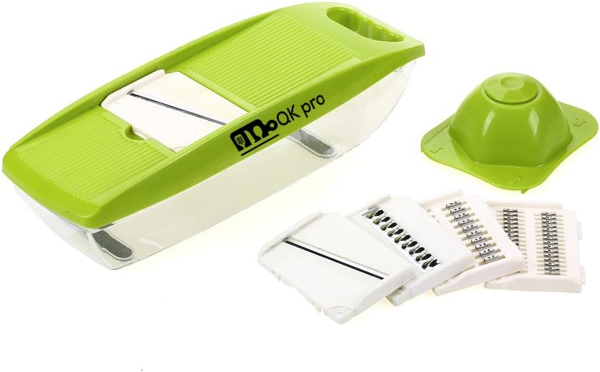 Mandoline Slicer Vegetable Fruits Slicer Cutter Chopper Peeler 5 Interchangeable Blades Hand Guard Food Slicer for Cucumber Onion Cheese Potato Julienne Slicer Veggie Slicer Adjustable Mandoline