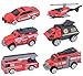Die-cast Fire Truck Toy Set, 6 PCS Mini Fire Rescue Emergency Vehicles, Firefighting Engine, Helicopter, Educational Learning Car Toys, Gift for 3, 4, 5, 6 Year Old Boys, Girls, Toddlers, Kids