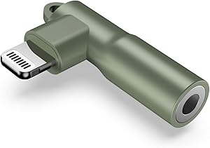 Mangotek Replacement for Apple iPhone Headphones Adapter, MFi Right Angle Lightning to 3.5 mm Headphone Jack Adapter Earphone Audio Aux Adaptor for iPhone 12 Pro Max 7 8 Plus 11 XR X XS SE Mini Green