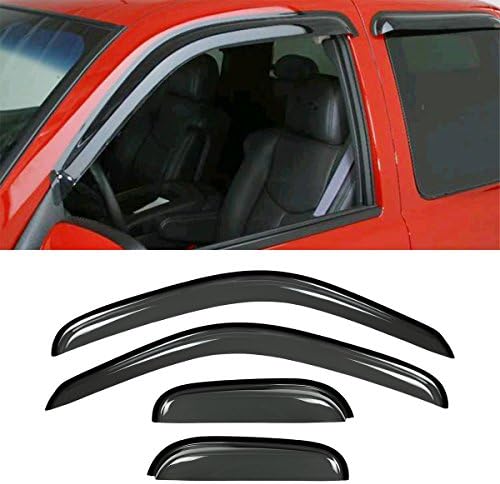 VioletLisa 4pcs Compatible with Access Extended Cab Dark Smoke Out-Channel Outside Mount Style Wind Sun Rain Guard Vent Shade Deflector Window Visors 94948