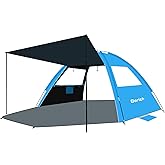 Gorich Beach Tent with Canopy - Easy Setup 3-4/5-6/7-8 Person Portable Sun Shelter, UPF 50+ UV Protection Sun Shade, Lightweight & Compact Beach Cabana for Family Travel