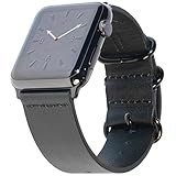 Carterjett Compatible Apple Watch Band 40mm 38mm XXL Leather iWatch Band Replacement Strap Extra Large Black Steel NATO Hardware Compatible Apple Watch Series 1 2 3 4 Sport Edition (38 40 L/XL Black)
