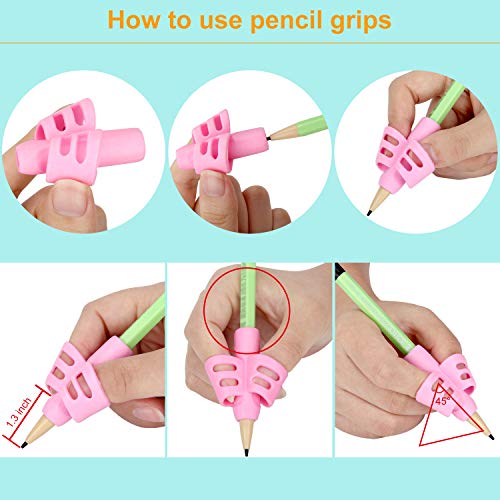 Colovis Pencil Grips,Upgraded Pencil Grips for Kids Handwriting,Pack of 12 Writing Aid Grips for Kids, School Supplies for Kids,Bonus with 8 Pencil Grip Clips.