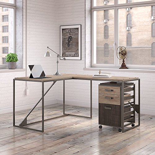 Bush Furniture Refinery 50W L Shaped Industrial Desk with 37W Return