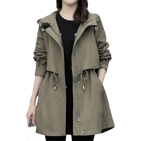Amazon.com: Spring Autumn Women's Mid-Length Trench Coat Hooded