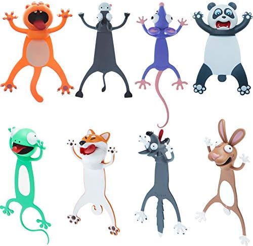 3dカートゥーンアニマルブックマーク8点セット 子供用 ノベルティ 面白い かわいい しおり つぶれた動物 読書しおり ステーショナリー プレゼントに 子供や学生に