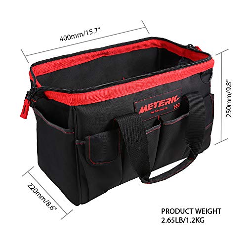 image for Meterk Tools Bag 16 Inch Heave Duty Tools Bag 17 Multi-Pockets with Ad
