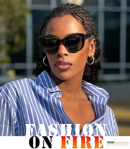 FEISEDY Gafas de sol polarizadas, estilo clásico Jackie O lentes de sol ojo de gato para mujer B2451