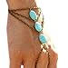 Doinshop New Multilayer Bronze Turquoise Bracelet Finger Ring Bangle Slave Chain