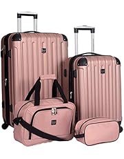 Travelers Club Midtown Hardside 4-Piece Luggage Travel Set, Rose Gold
