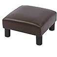 Joveco Small Foot Rest Stool Ottoman, 15" Leather Footrest Square Footstool with Non-Skid Plastic Legs, for Chair, Under Desk, Office, Living Room, Brown