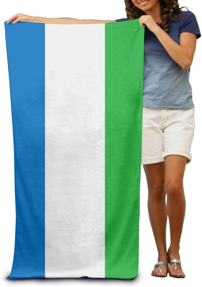 everyluske Flag of Sierra Leone Adult Beach Towels Fast/Quick Dry Machine Washable Lightweight Absorbent Plush Multipurpose Use Quality Towels for Swim,Pool,Beach,Gym,Camping,Yoga