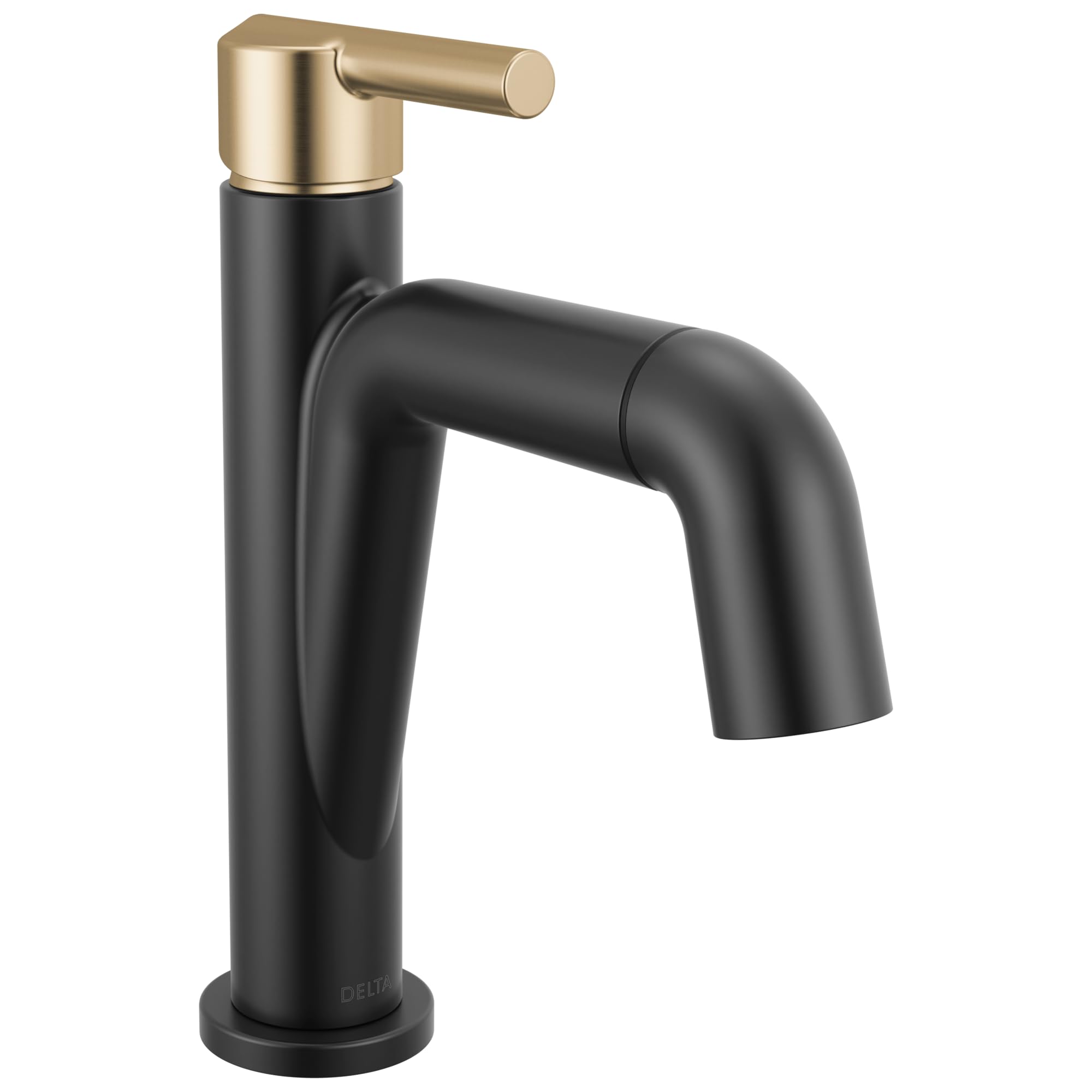 Delta Faucet Nicoli Pull-Down Single Hole Bathroom Faucet, Black and Gold Bathroom Sink Faucet with Pull Out Sprayer, Matte Black/Champagne Bronze 15849LF-GZPD Image