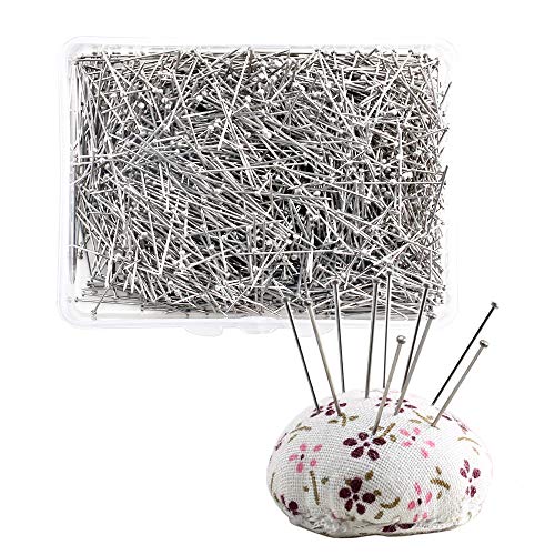Anpatio Head Pins 1600 Pcs Stainless Steel Straight Dressmaker Pins Ball Head Sewing Jewelry Making Kit with Pin Cushion for Craft Earrings Bracelets 1 1/16 inch Bulk