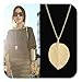 Feelontop Costume Jewelry Gold Color Alloy Leaf Design Pendant Necklace for Women with Jewelry Pouch