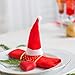 Shappy 20 Pack Mini Santa Christmas Hats for Dinner Table Cutlery Holders