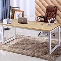 NSdirect 63" X-Large Computer Desk, Has Wide Workstation Tabletop for Writing,Games and Home Work,Modern Office Desk&Dining Table Made of The Finish Wood Board and Sturdy Steel Legs, Natural Oak