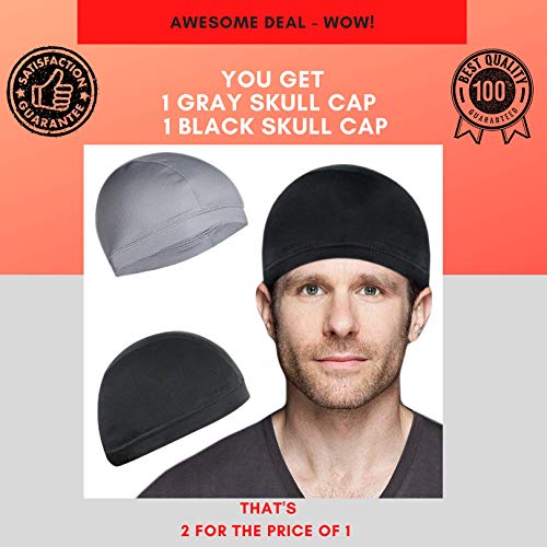 Badass Moto Cooling Skull Caps for Men 2 Pack. Motorcycle Skull Cap