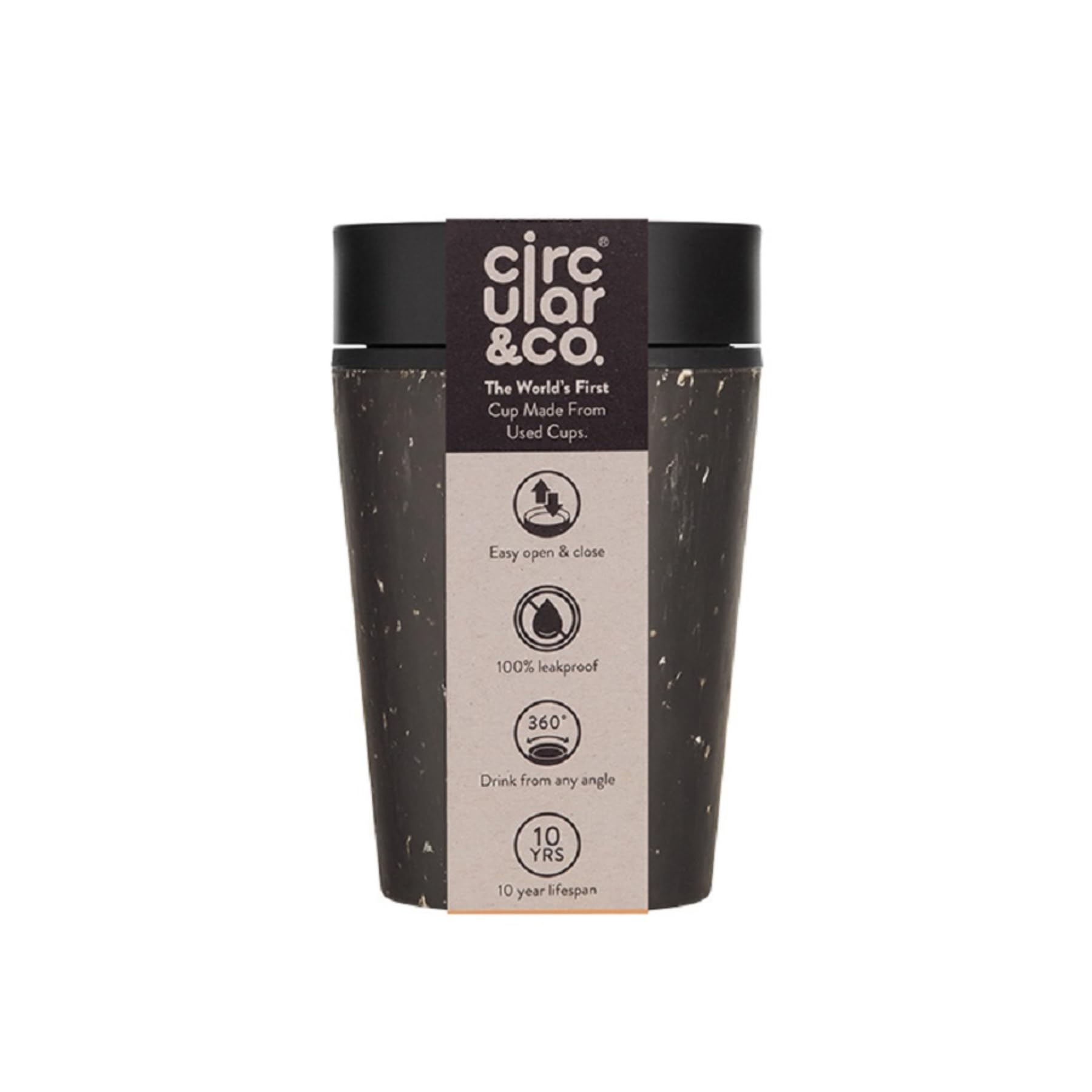 Circular and Co Mark I Model (PRE 2024) Reusable Coffee Cup 8oz/227ml - The World's First Travel Mug Made from Recycled Coffee Cups, 100% Leak-Proof, Sustainable & Insulated (Black & Cosmic Black)