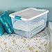 Sterilite 64 Qt Latching Storage Box, Stackable Bin with Latch Lid, Plastic Container to Organize Clothes in Closet, Clear with White Lid, 6-Pack