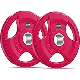 SPART 2-Inch Color Rubber Coated Olympic Grip Plate in Pairs or Single for Strength Training, Weightlifting and Bodybuilding, Solid Cast Iron Weight Plates for Barbell, 2.5LB/5LB/10LB/25LB/35LB/45LB, Two Years Warranty