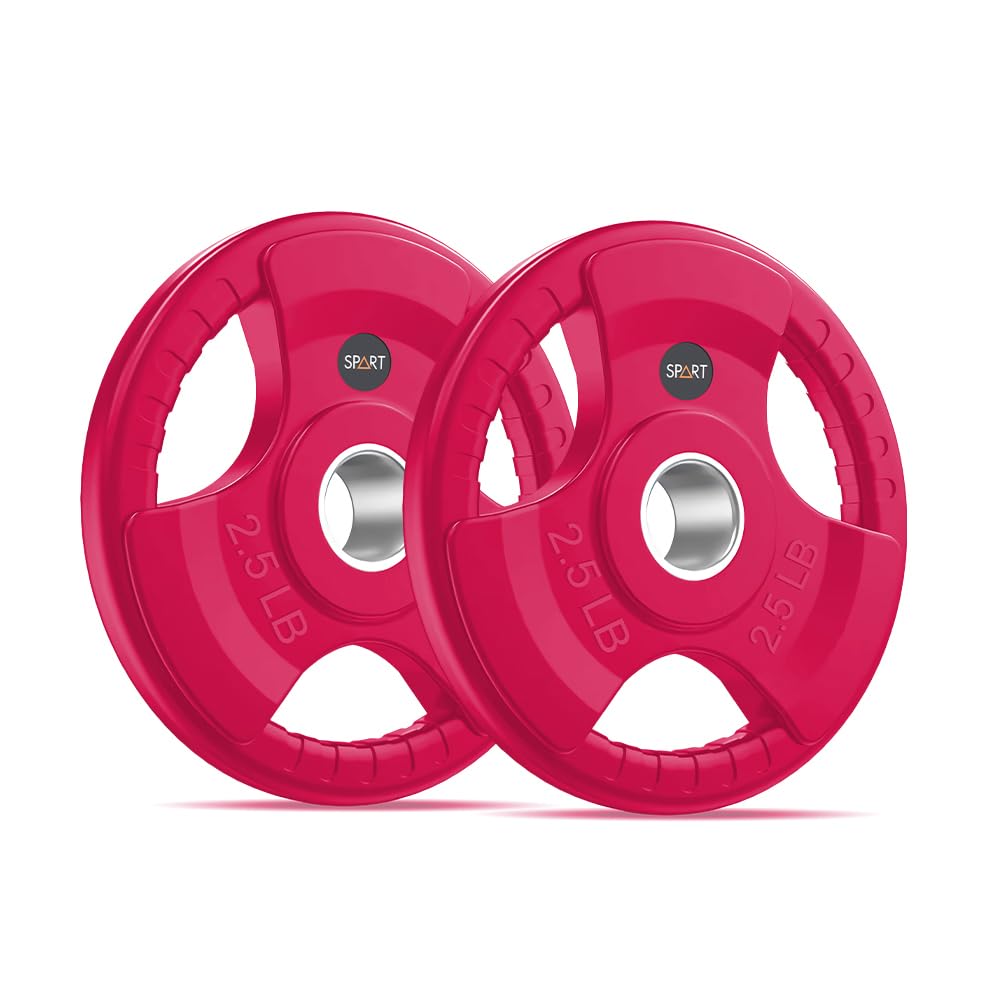 Photo 1 of SPART Color Weight Plate 2-Inch Rubber Coated Olympic Grip Plate for Barbell,Solid Cast Iron Weight Plates in Pairs or Single for Strength Training,Weightlifting,Crossfit,Home Gym, 2.5LB, Pair