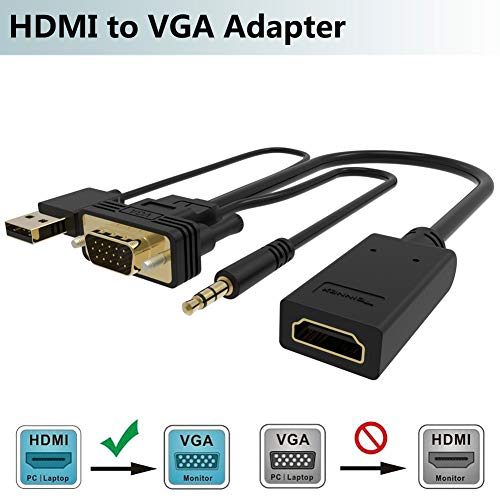 HDMI to VGA Adapter Cable 2FT with Audio(WiFi Signal Booster),FOINNEX Active HDMI Female to VGA