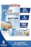 Pure Protein Bars, High Protein, Nutritious Snacks to Support Energy, Low Sugar, Gluten Free, Blueberry Greek Yogurt, 1.76 oz, 6 Count