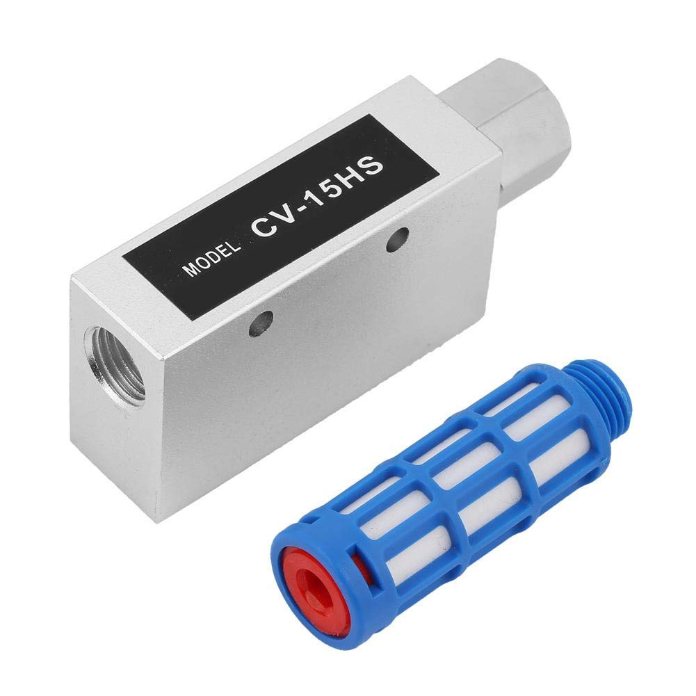 Akozon Vacuum Ejector, CV-15HS Vacuum Generator Pneumatic Air Exhaust Ejector with Silencer