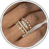 Aktully Dainty Gold Rings Set for Womem 14k Gold Plated Stacking Band Rings Cubic Zirconia Stackable Rings Wedding Rings for Women Aesthetic Jewelry Size 7-11