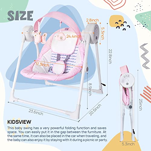 Electric Portable Baby Swing, Swings for Infants to Toddler with