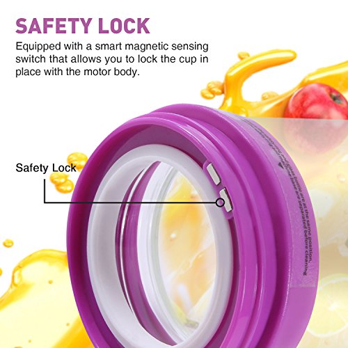 SUNAVO BL-09 Portable Blender Mini Travel Juice Cup,USB Rechargeable Blender Shakes and Smoothies,Blender Smoothie Single Served,with USB Charging Sport Mini Juice Maker,Purple