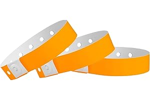 500 WristCo Neon Orange Plastic Wristbands for Events – Extended Wear, Secure Snap Prevents Reuse – Premium-Grade Bracelets for Hospital & Medical ID, Party & VIP Identification