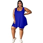 YeGine Women Plus Size 2 Piece Outfits Casual Sleeveless Tunic Tops Short Sets Summer Oversized Tshirts Shorts Sweatsuits