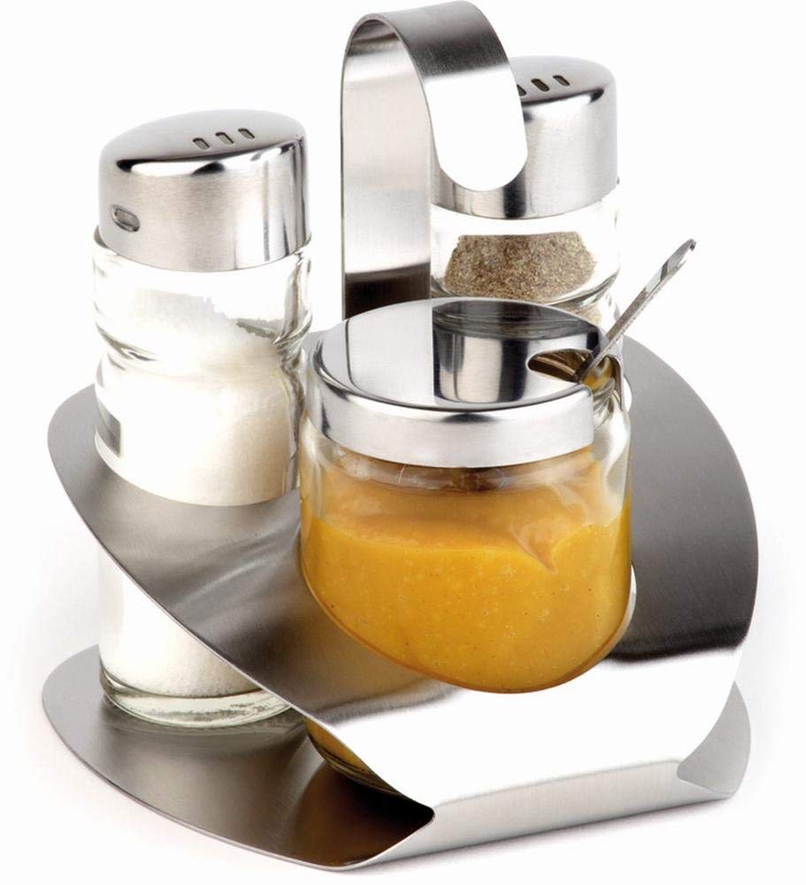 Pepper & Salt Menage PRO 8.5 x 5.7, height 11.5 cm stainless steel, satin finish