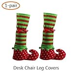 YOQXHY Christmas Elf Elves Feet Legs Covers Desk Table Chair Leg Covers & Red Wine Bottle Cover for Christmas Party Decorations,(1-Pair)