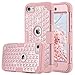 ULAK iPod Touch Case 5 6th Generation, iPod Touch 7 Case, Bling Glitter Hybrid Heavy Duty Protection Shockproof High Impact Resistant Hard PC Soft Silicone Protective Case, Rose Gold