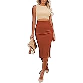 Pink Queen Women's Dresses Crew Neck Sleeveless Cutout Side Slit Bodycon Midi Party Dress