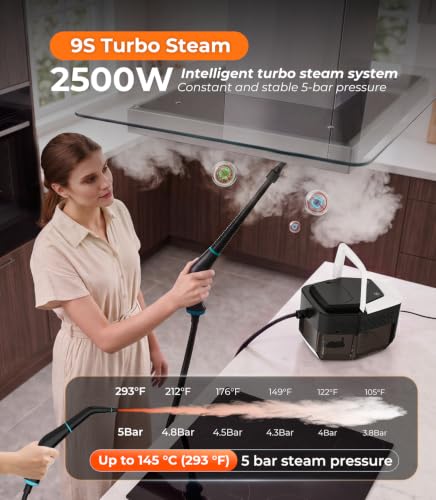 KYUT 16-in-1 Steam Cleaner【80% Higher Cleaning Efficiency-Industry No.1 】Battery-Free Handheld Steam Cleaner【Triple Security Protection – 6 Compliance Certifications】1.8L Tank for Home,Kitchen,Car