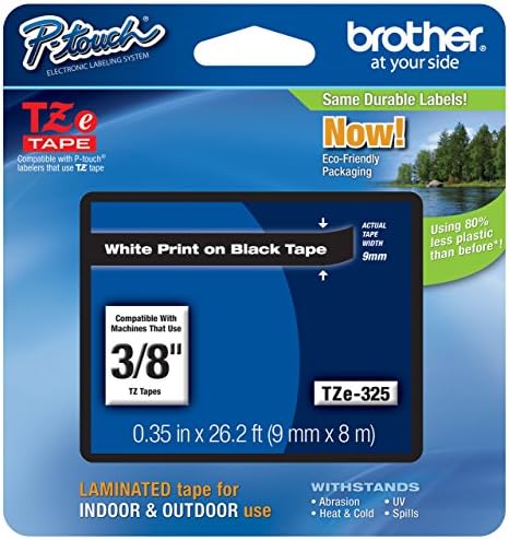 Genuine Brother 3/8" (9mm) White on Black TZe P-touch Tape for Brother PT-1880, PT1880 Label Maker