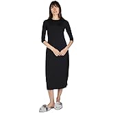 MeMoi Women's Silky-Smooth Bonded 3/4-Sleeve 48" Slip Dress